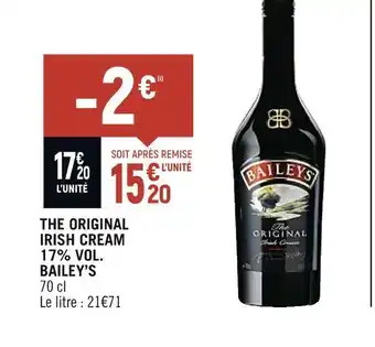 Spar BAILEY’S THE ORIGINAL IRISH CREAM 17% VOL offre