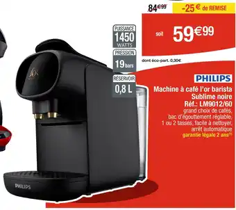 Cora x Carrefour PHILIPS Machine à café l’or barista Sublime noire offre