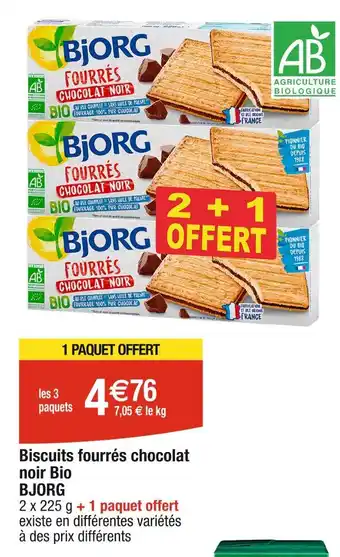 Cora x Carrefour BJORG Biscuits fourrés chocolat noir Bio offre