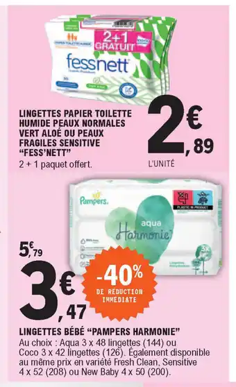 E.Leclerc Lingettes Bébé "Pampers Harmonie" offre
