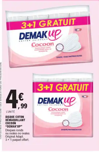 E.Leclerc Disque Coton Démaquillant Cocoon "Demak'Up" offre