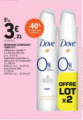 E.Leclerc Déodorant Atomiseur "Dove0% offre