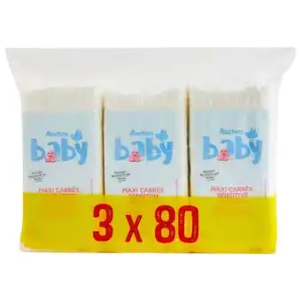 Auchan Maxi Carrés Sensitive 100% Coton Auchan Baby offre