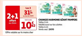Auchan Supermarché PAMPERS CHANGES HARMONIE GÉANT offre