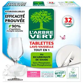 Auchan Tablettes Brillance Bicarbonate De Soude L'arbre Vert offre