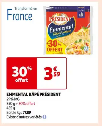 Auchan Supermarché PRÉSIDENT EMMENTAL RÂPÉ offre