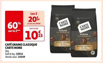 Auchan Supermarché CARTE NOIRE CAFÉ GRAINS CLASSIQUE offre