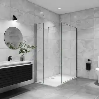 Bricomarché AICA paroi de douche à l'italienne 100x200cm avec une barre de fixation, paroi de douche pivotante 45x200cm, verre 8mm securi offre