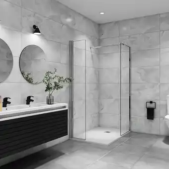 Bricomarché AICA paroi de douche à l'italienne 80x200cm avec une barre de fixation, paroi de douche pivotante 45x200cm, verre 8mm securit offre
