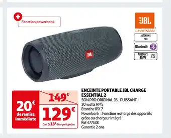 Auchan ENCEINTE PORTABLE JBL CHARGE ESSENTIAL 2 offre