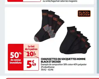 Auchan CHAUSSETTES OU SOCQUETTES HOMME BLACK ET DECKER offre