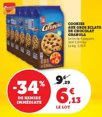 Hyper U COOKIES AUX GROS ECLATS DE CHOCOLAT GRANOLA offre