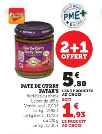 Hyper U PATE DE CURRY PATAK'S offre