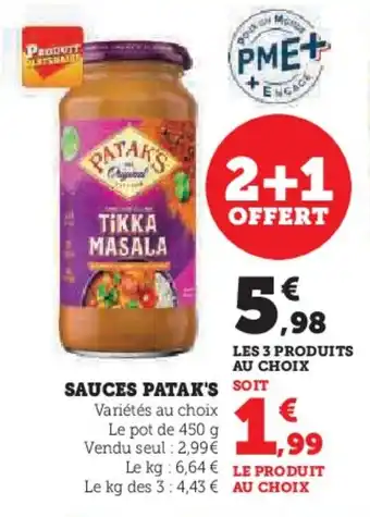 Hyper U SAUCES PATAK'S offre