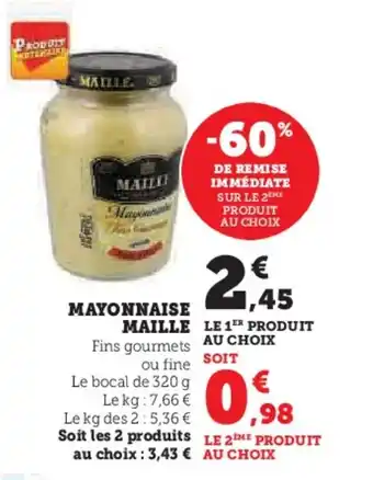 Hyper U MAYONNAISE MAILLE offre