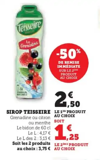 Hyper U SIROP TEISSEIRE offre