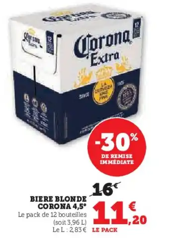 Hyper U BIERE BLONDE CORONA 4,5° offre