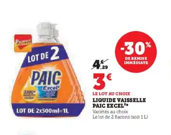 Hyper U LIQUIDE VAISSELLE PAIC EXCEL offre