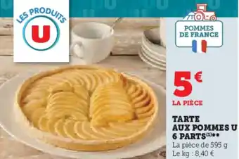 Hyper U TARTE AUX POMMES U 6 PARTS offre