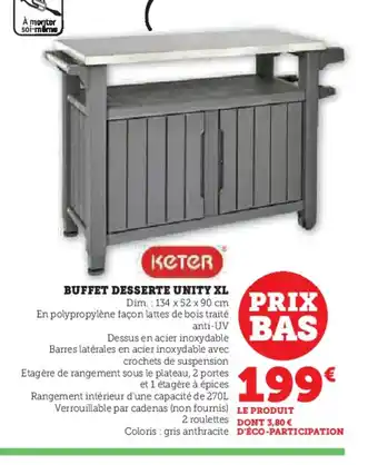 Hyper U BUFFET DESSERTE UNITY XL offre