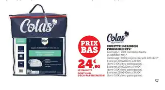 Hyper U NORMAND COUETTE 140X200CM PURISSIMO NTL offre