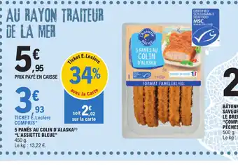 E.Leclerc 5 PANÉS AU COLIN D'ALASKA L'ASSIETTE BLEUE" offre