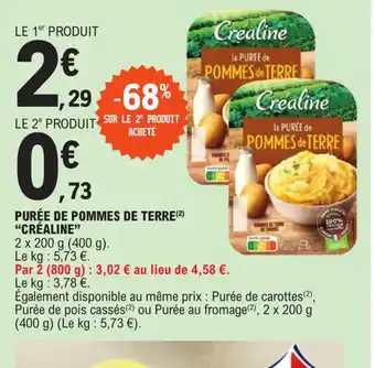 E.Leclerc PURÉE DE POMMES DE TERRE CRÉALINE" offre