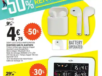 E.Leclerc ÉCOUTEURS SANS FIL BLUETOOTH offre