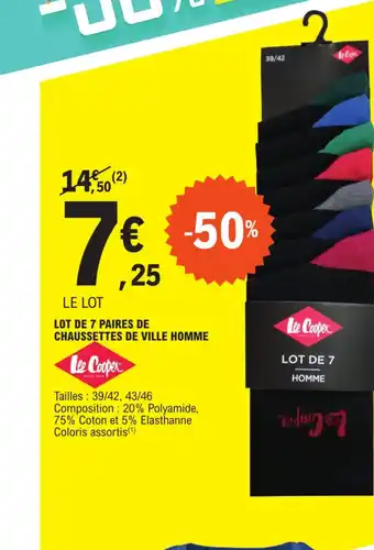E.Leclerc LE LOT LOT DE 7 PAIRES DE CHAUSSETTES DE VILLE HOMME offre