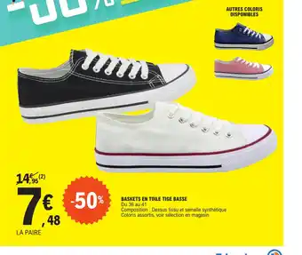E.Leclerc BASKETS EN TOILE TIGE BASSE offre