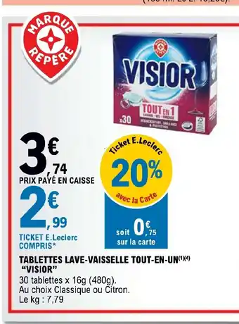 E.Leclerc TABLETTES LAVE-VAISSELLE TOUT-EN-UN "VISIOR" offre