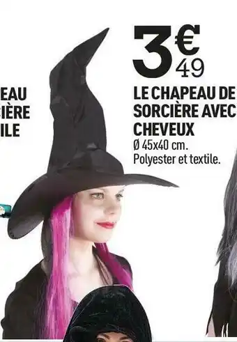 Centrakor Le chapeau de sorcière avec cheveux offre