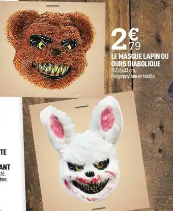 Le masque lapin ou ours diabolique