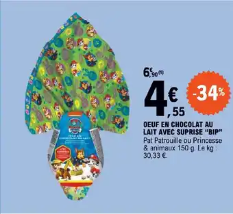 E.Leclerc OEUF EN CHOCOLAT AU LAIT AVEC SUPRISE "BIP" offre