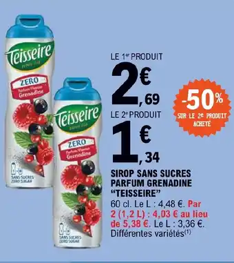 E.Leclerc SIROP SANS SUCRES PARFUM GRENADINE "TEISSEIRE" offre