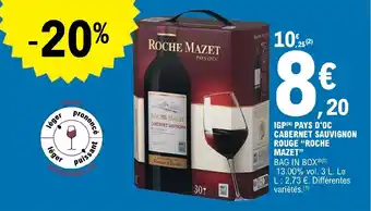 E.Leclerc IGP (4) PAYS D'OC CABERNET SAUVIGNON ROUGE "ROCHE MAZET" offre
