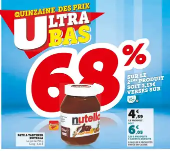 Super U NUTELLA PATE A TARTINER offre