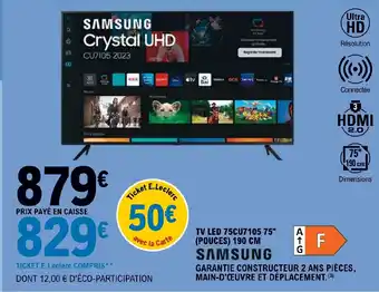 E.Leclerc TV LED 75CU7105 75" (POUCES) 190 CM offre