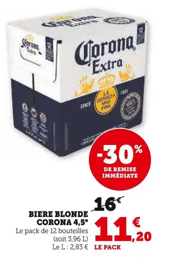 Super U CORONA BIERE BLONDE 4,5° offre
