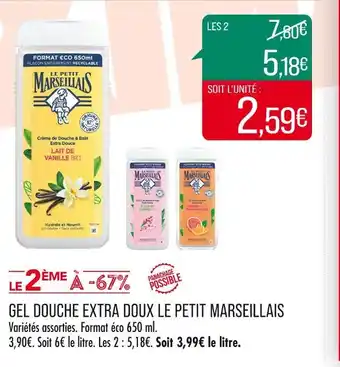Match LE PETIT MARSEILLAIS GEL DOUCHE EXTRA DOUX offre