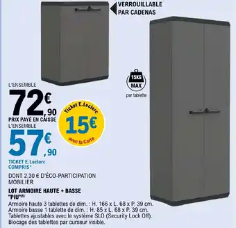 E.Leclerc LOT ARMOIRE HAUTE + BASSE "PIU"(5) offre