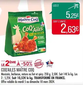 Match MAÎTRE COQ COQ’AILES offre