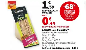 Super U SODEBO SANDWICH offre