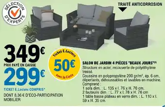 E.Leclerc SALON DE JARDIN 4 PIÈCES "BEAUX JOURS"(³) offre
