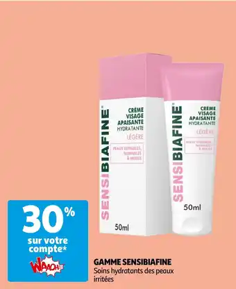 Auchan GAMME SENSIBIAFINE Soins hydratants des peaux irritées offre