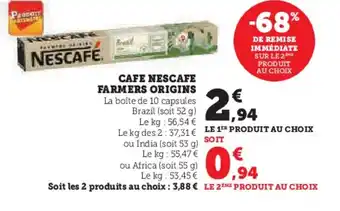 U Express CAFE NESCAFE FARMERS ORIGINS offre