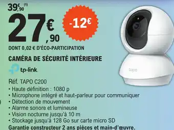 E.Leclerc CAMÉRA DE SÉCURITÉ INTÉRIEURE offre