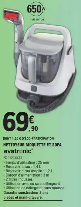 E.Leclerc NETTOYEUR MOQUETTE ET SOFA evatronic® offre