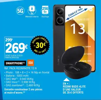 E.Leclerc SMARTPHONE (¹) Réf. PACK REDMINOTE 13 N offre