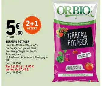 E.Leclerc TERREAU POTAGER Pour toutes les plantations du potager en pleine terre, offre